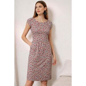 Boden Amelie Floral Print Jersey Knit Dress Red, Blue Size 6R